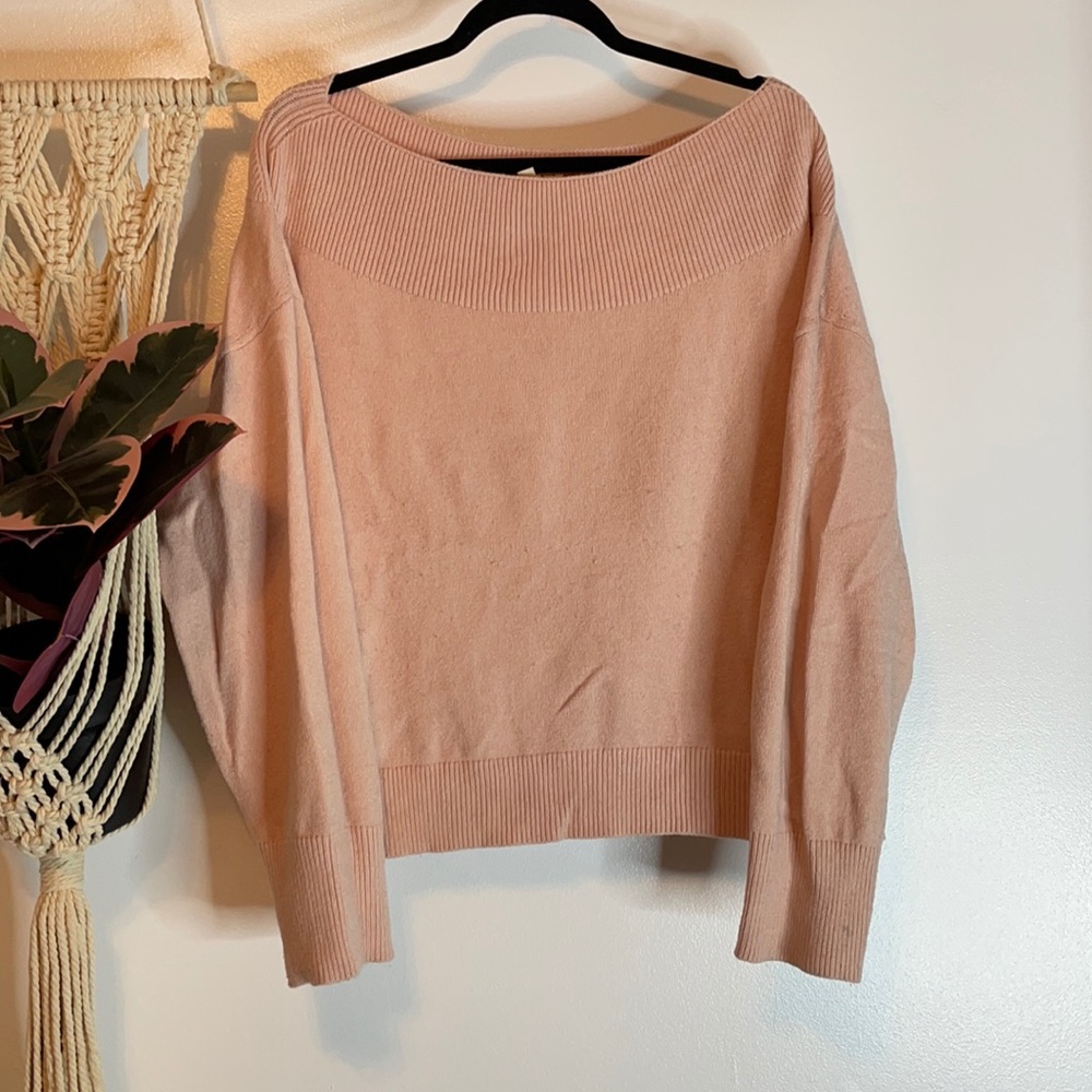 MOTH off the shoulder ballerina pink knit sweater cozy XL Anthropologie